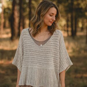 J Jill Kimono Pure Jill Sweater Womens Sz L Oatmeal Relaxed Oversized Lagenlook